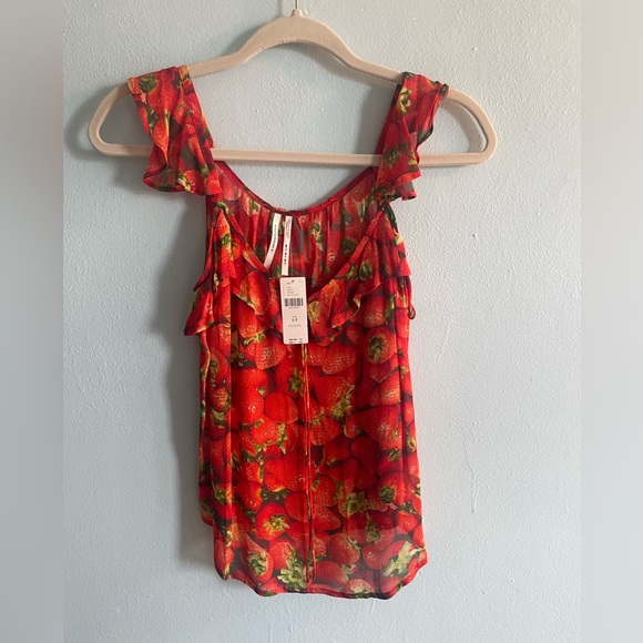 NWT Anthropologie Strawberry Sheer tank - Picture 3 of 7